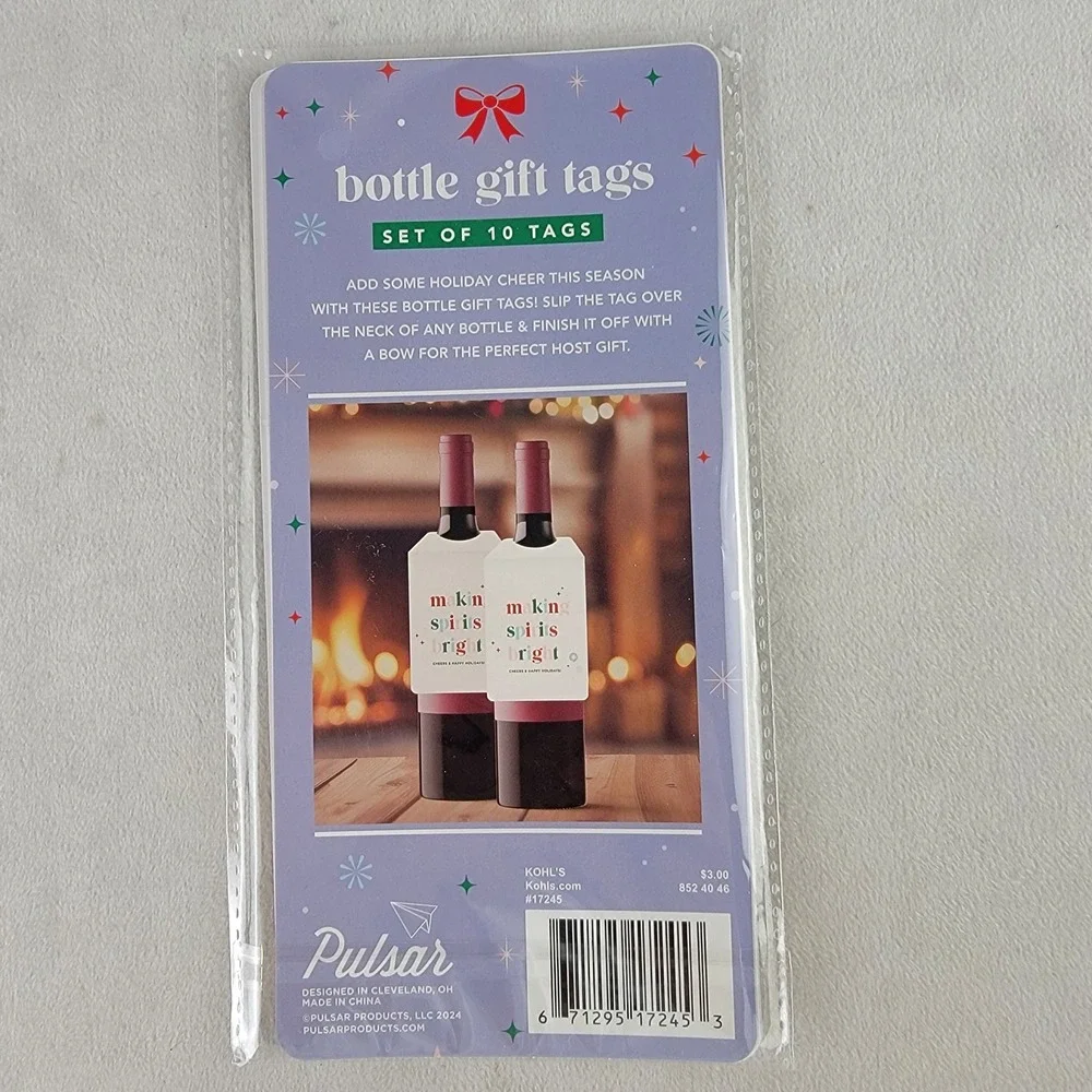 Making Spirits Bright Wine Bottle Gift Tags Cheers Holiday Hostess Party Present